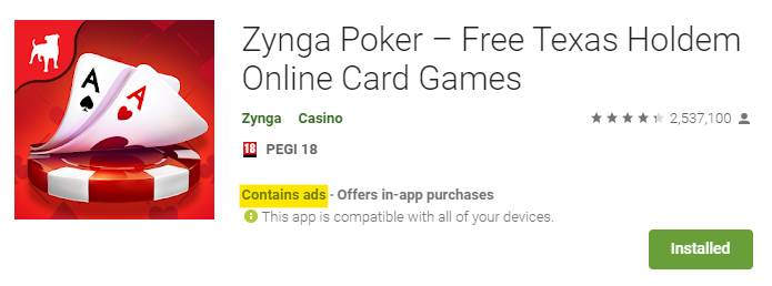 Ads label example in Play Store