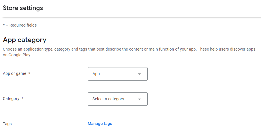 App store settings details