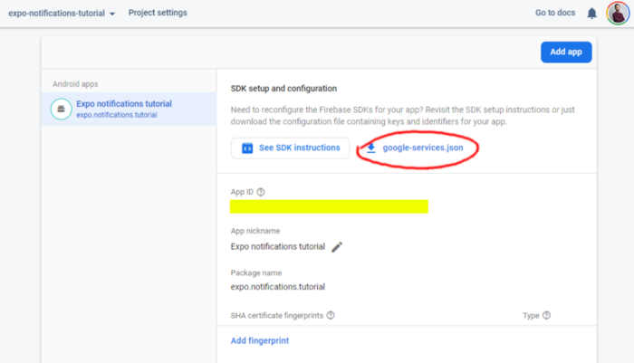 Downloading Firebase google-services.json file