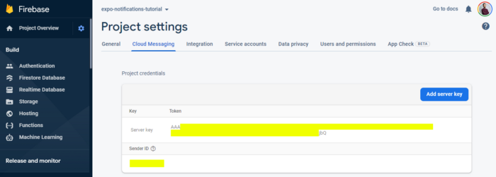 Obtaining Firebase server key