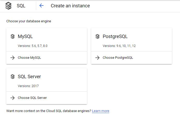 SQL instance creation in GCP