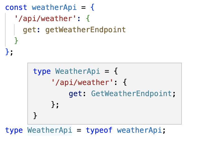 API's type declaration inferred from the API representation object