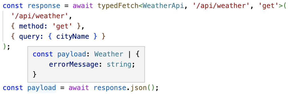 Possible implementation of typedFetch with explicit type parameters