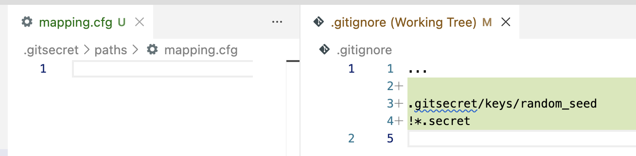 Workspace changes after initializing git-secret