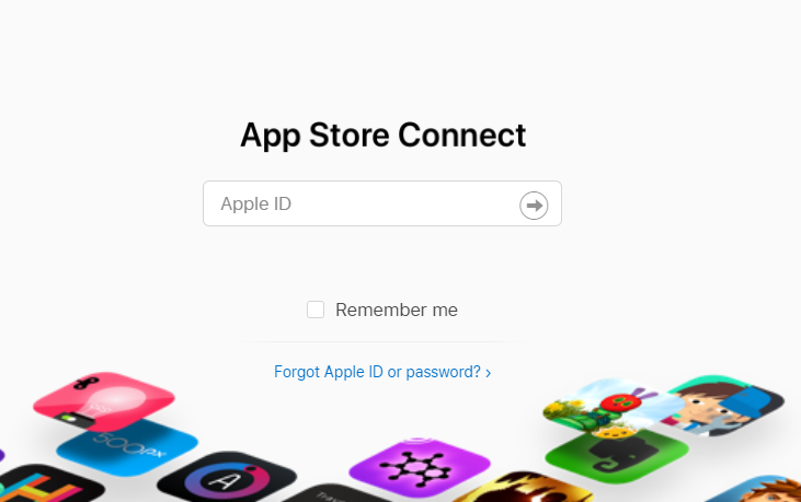App Store Connect login
