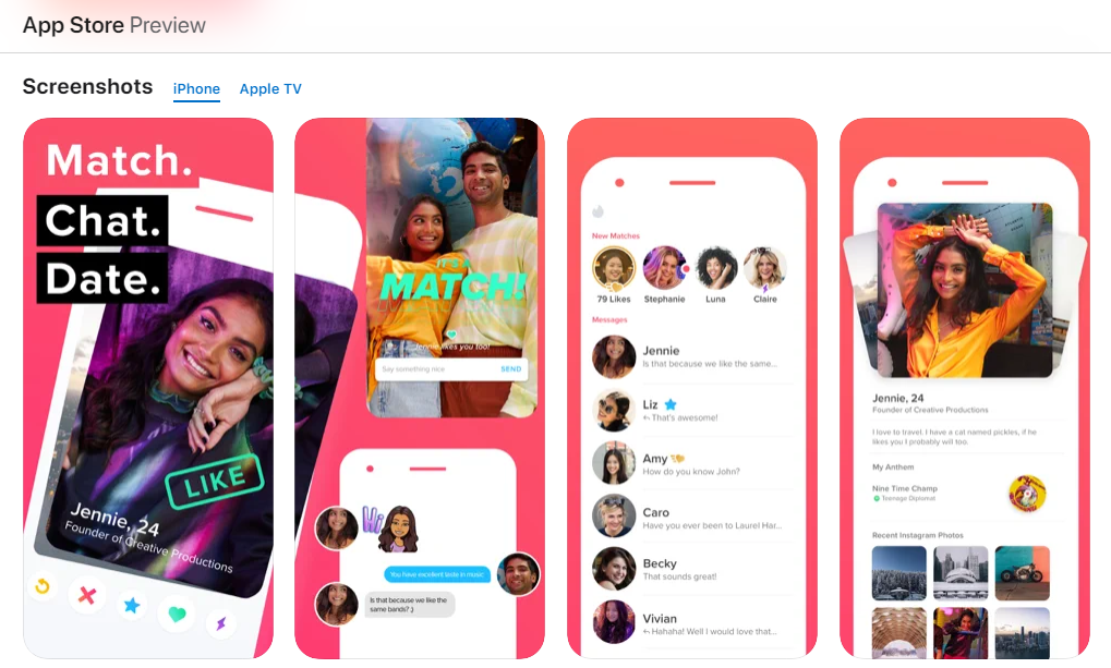 Tinder screenshots example