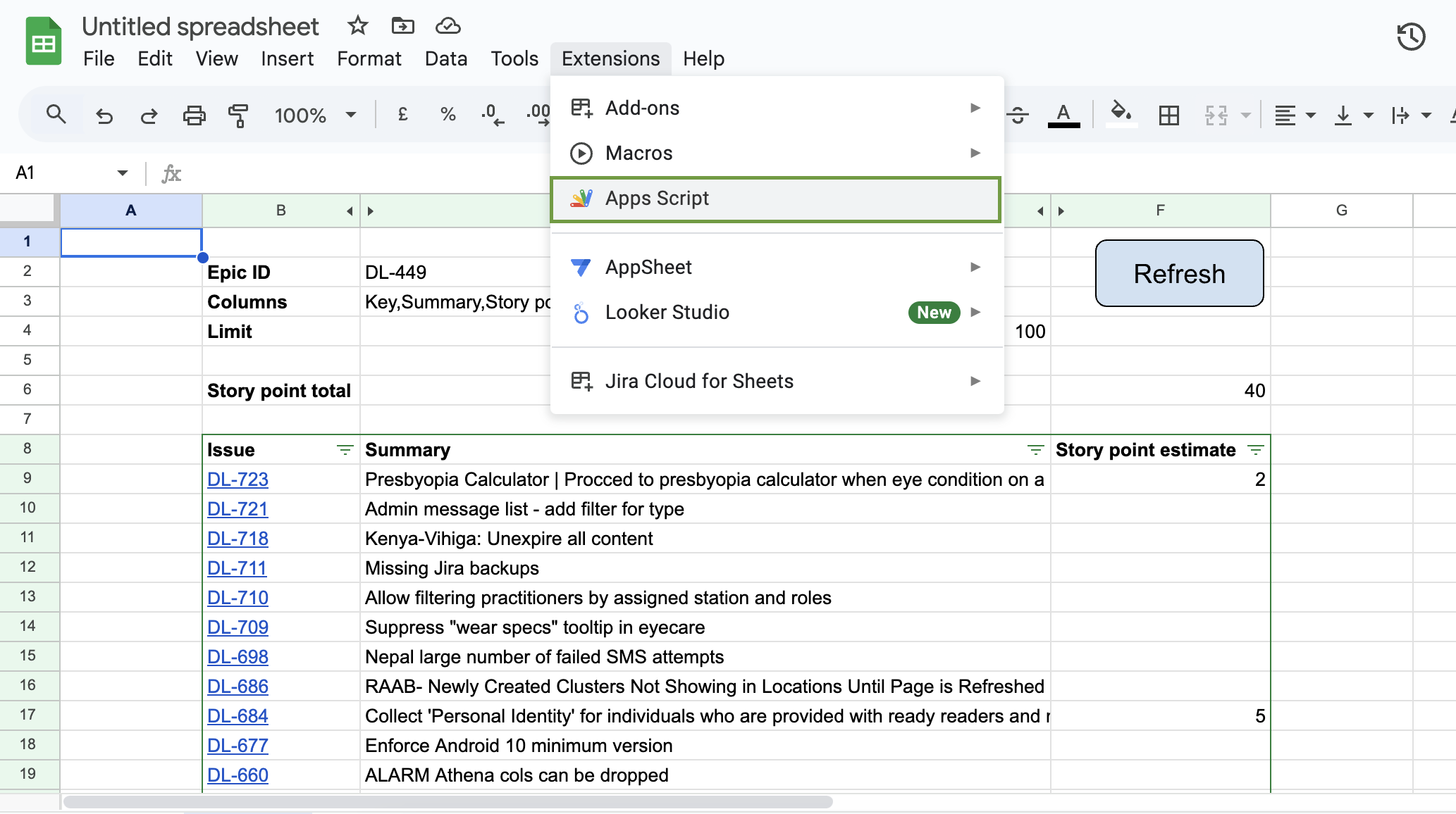 Opening Apps Script from Google Sheets