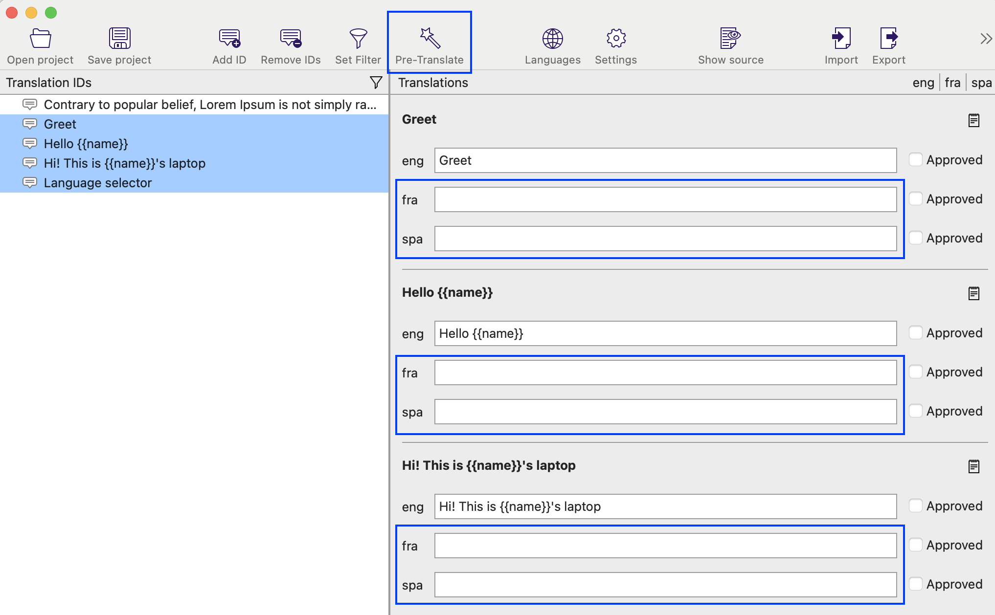 Resources view in BabelEdit (empty)