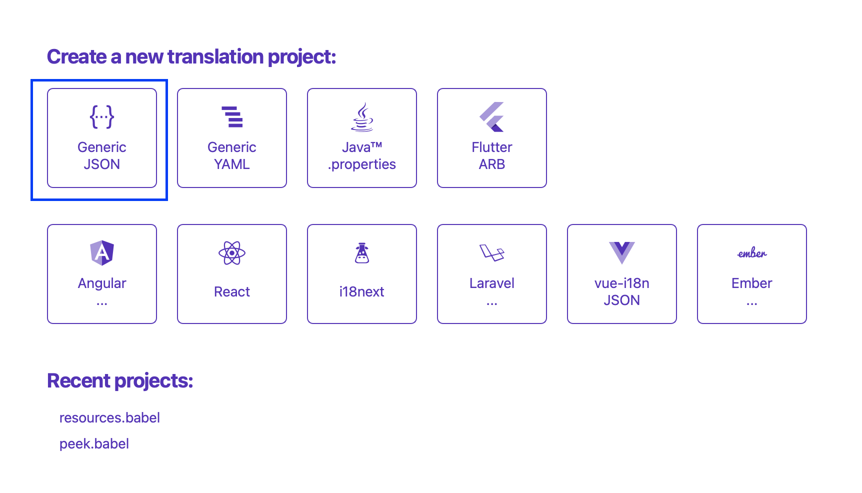 Creation of a BabelEdit project