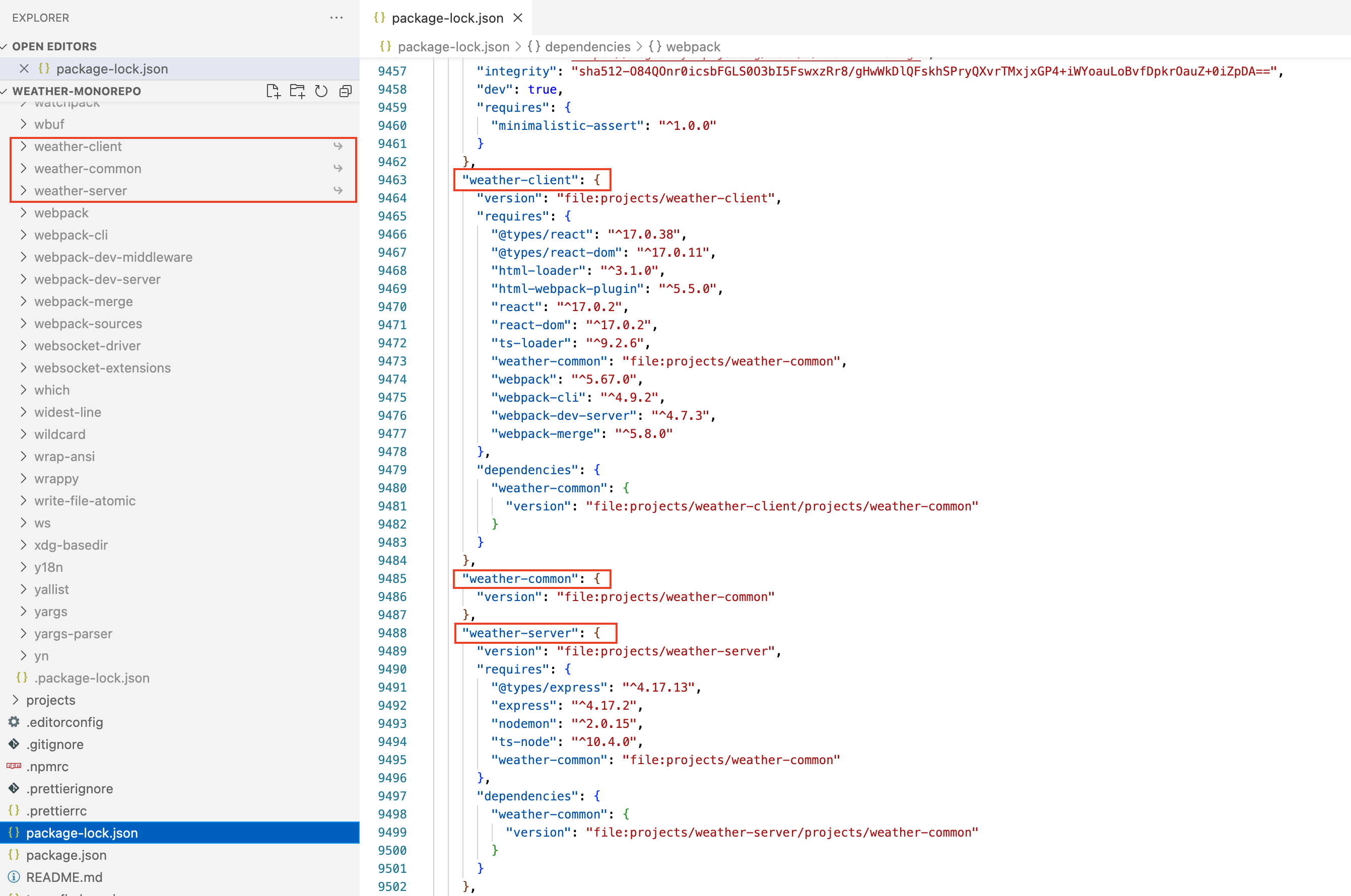 node.js generated symbolic links, through workspaces