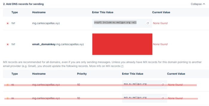 Mailgun domain verification steps