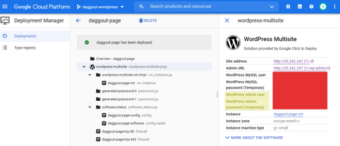 Wordpress multisite deployment credentials