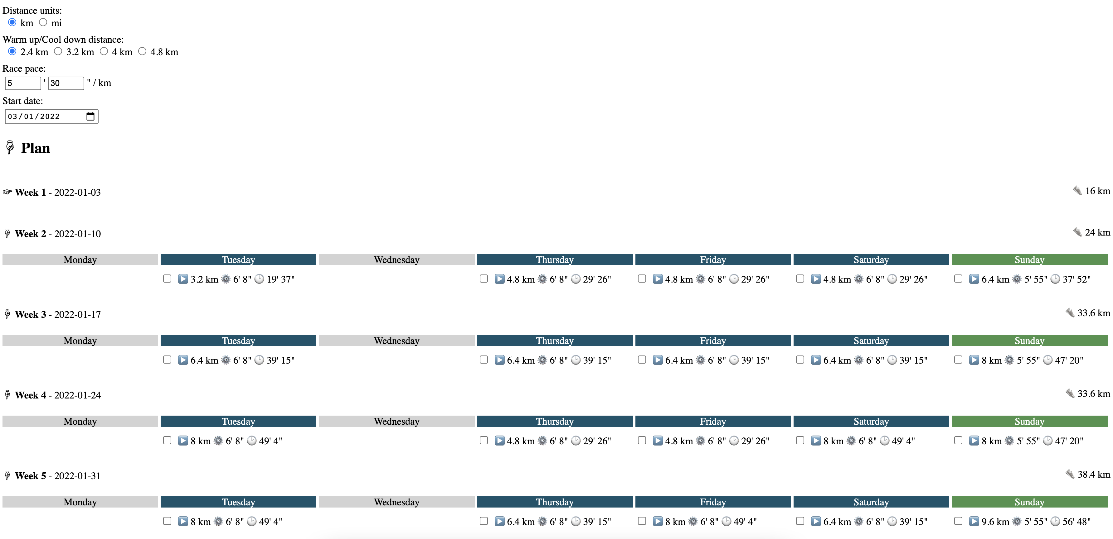 marathon planner project